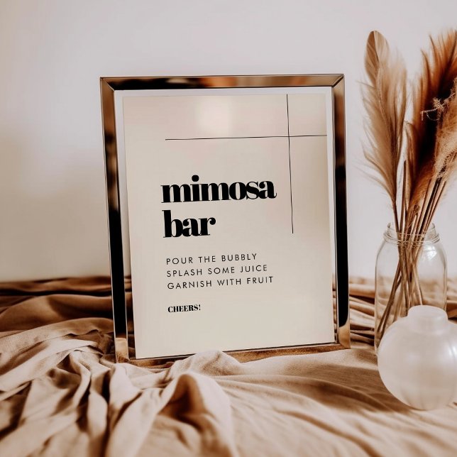 Poster Sobre élégant et chic panneau de bar Mimosa (Créateur téléchargé)