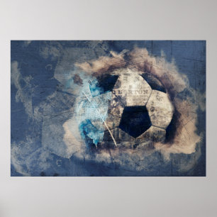 Poster Soccer bleu gris Abstrait