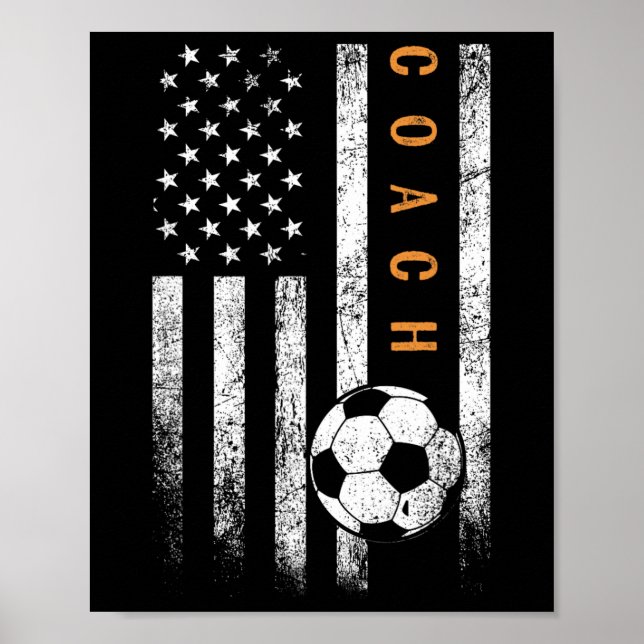 Poster Soccer Coach American Flag Design Soccer Trainer C (Devant)