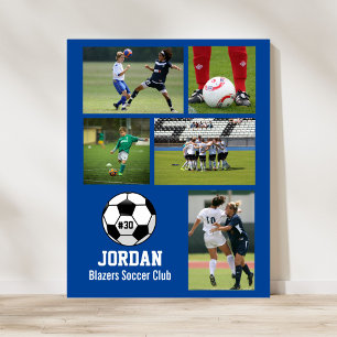 Poster Soccer personnalisé Photo Collage Nom de l'équipe 