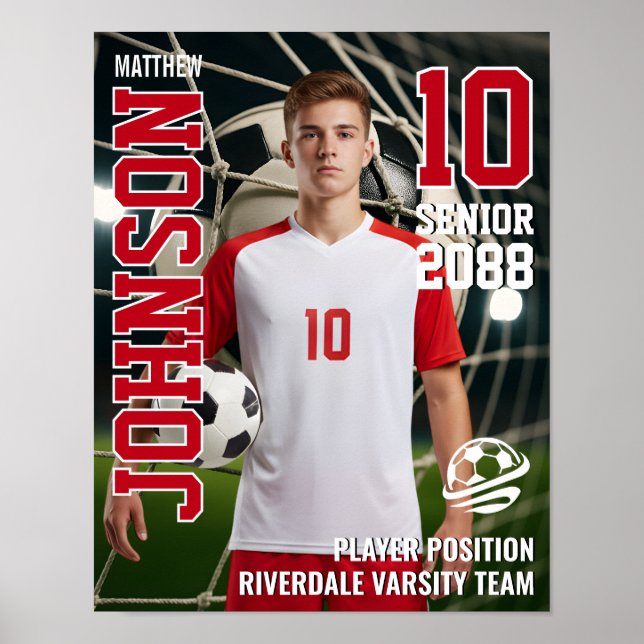 Poster Soccer Player Team Photo Custom Sports Senior (Devant)