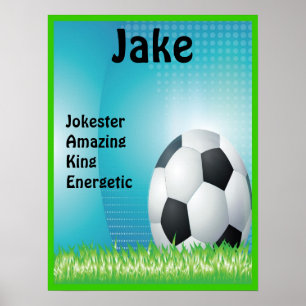 Poster Soccer Sport Garçons ou filles Nom Art Imprimer