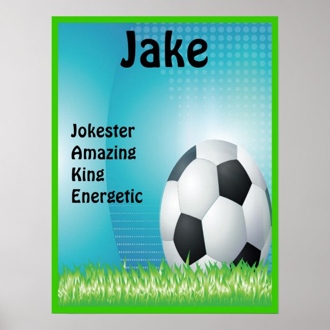Poster Soccer Sport Garçons ou filles Nom Art Imprimer (Devant)