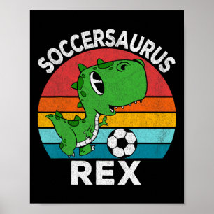 Poster Soccersaurus Rex Dinosaure de Football Pour Garçon