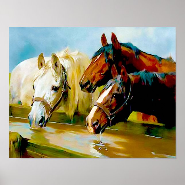 Poster Société de la température Chevaux par Arthur Wardl (Devant)