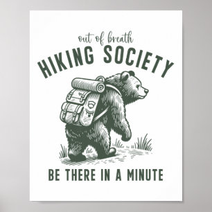 Poster Société de randonnée essoufflée Funny Bear Plein a