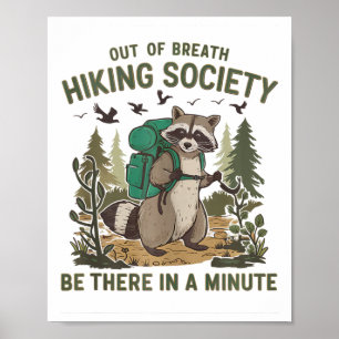 Poster Société de randonnée essoufflée Raton laveur Rando