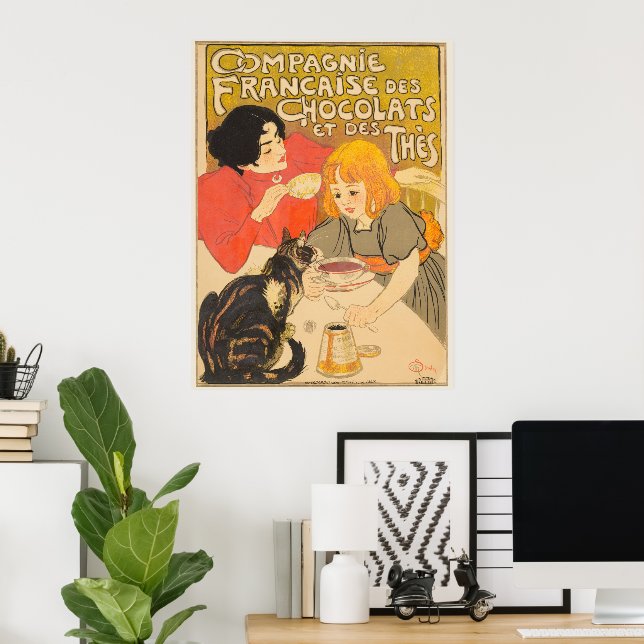 Poster Société française de chocolats et de thés, Art Nou (Bureau à domicile)