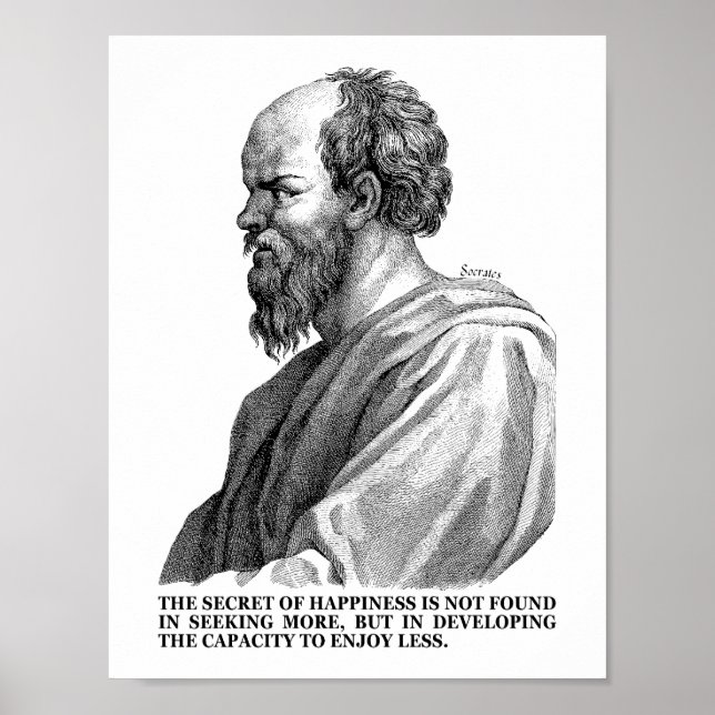 Poster Socrates Cite Sur Le Bonheur (Devant)