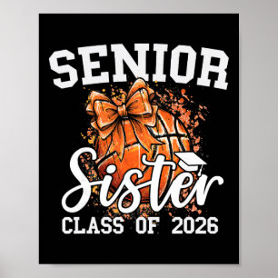 Poster Sœur aînée Cl de 2026 Coquette Basketball Diplômée