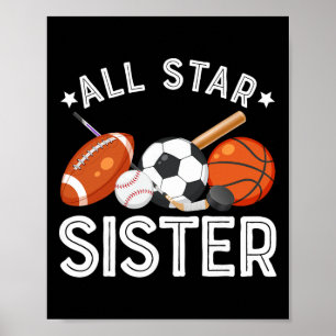 Poster Sœur All Star du garçon d'anniversaire Sketll Socc