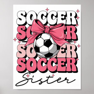 Poster Soeur Coquette de foot Groovy Bow Soccer