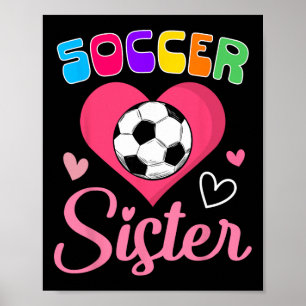 Poster Soeur de football mignonne coeur