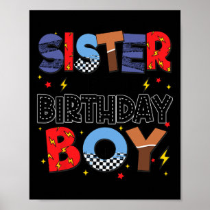 Poster Soeur De L'Anniversaire Boy Racing Voiture Famille
