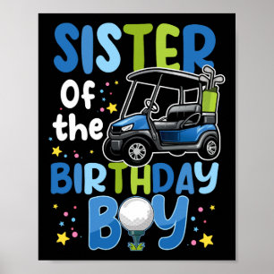Poster Soeur De L'Anniversaire Garçon Golf Thème Correspo
