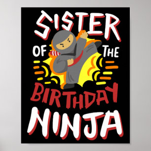 Poster Soeur De L'Anniversaire Ninja Karate Enfants Anniv