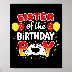 Poster Sœur du garçon d'anniversaire famille appariée pap