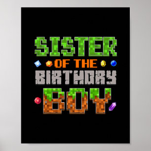 Poster Sœur du garçon d'anniversaire Partie Joueur de jeu