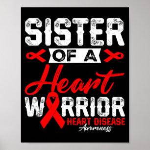 Poster Sœur d'un guerrier du cœur Maladie cardiaque Ruban