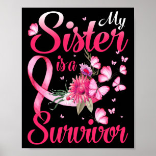 Poster Soeur Est Un Survivant Papillon Cancer Du Sein Con