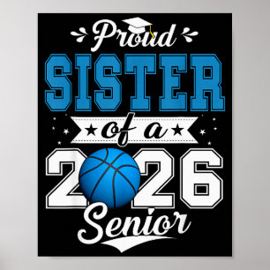 Poster Sœur fière d'une promotion de basket-ball senior 2
