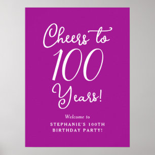 Poster Soeurs rose foncé à 100 ans Anniversaire Bienvenue