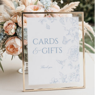 Poster Soft Dusty Blue Chinoiserie Cartes et Cadeaux