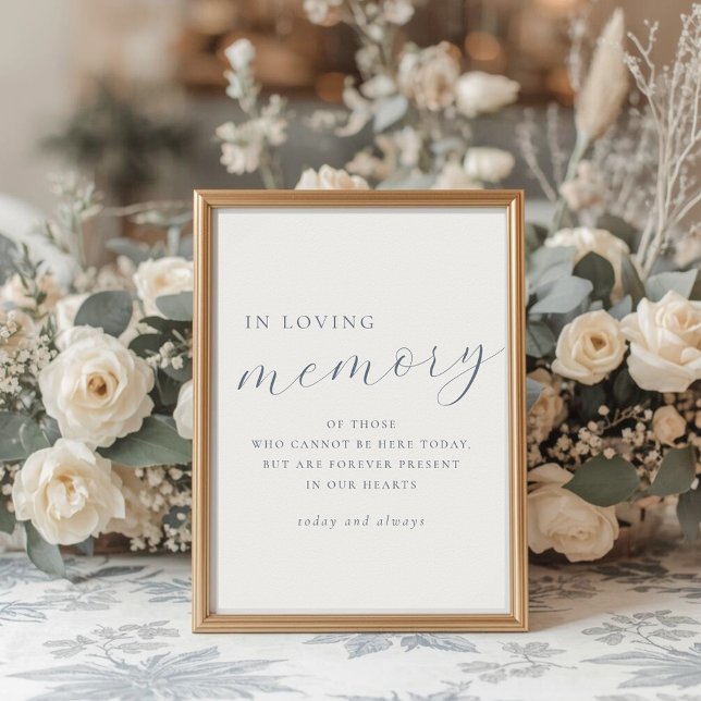 Poster Soft Dusty Blue In Loving Memory Wedding Sign (Créateur téléchargé)