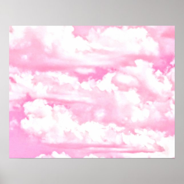 Poster Soft Happy Rose Nuages Décor (Devant)