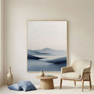 Poster Soft Indigo Abstract Horizon Wall Art
