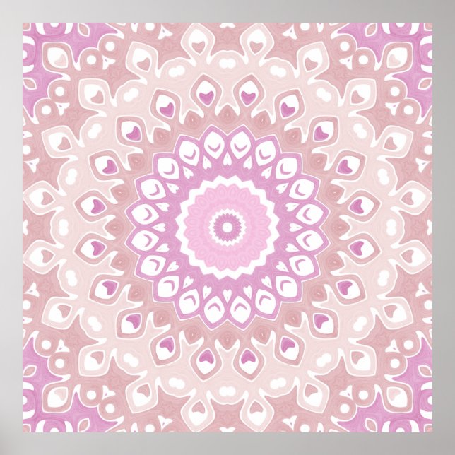 Poster Soft Pink and Blush Mandala Pattern (Devant)