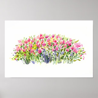 Poster Soft Pink Garden Watercolor – Floral Accent