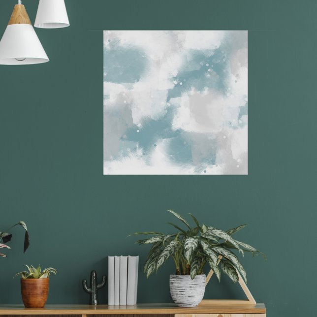 Poster Soft Teal Gray & White Abstract (Salon 1)
