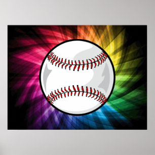 Poster Softball coloré ; Baseball