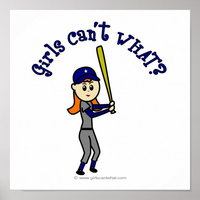 Poster Softball Filles Bleues Lumières (Devant)