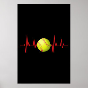 Poster Softball Heartbeat EKG