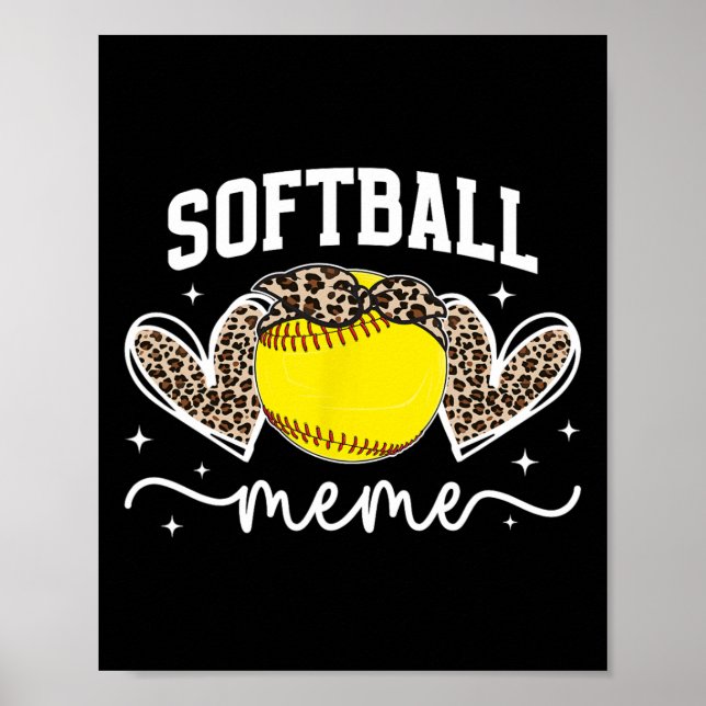 Poster Softball Meme Heart Grandma Meme Of A Softball Pla (Devant)