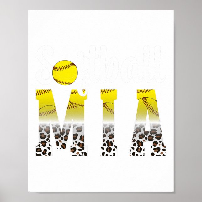 Poster Softball Mia Leopard Grandma Mia Of A Softball Pla (Devant)