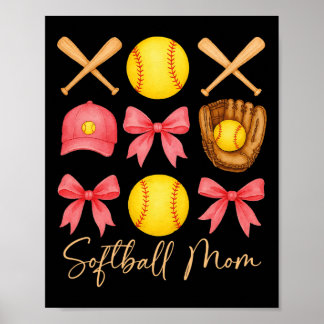 Poster Softball Mom Coquette Bow Funny Coquette Bow Softb