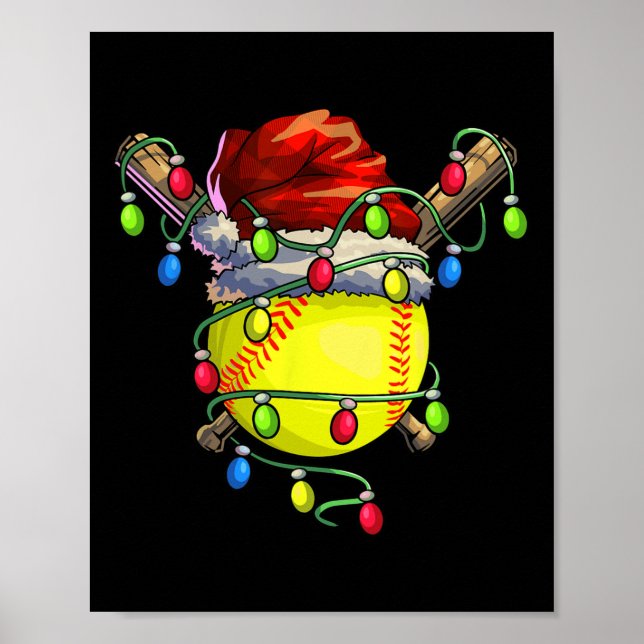 Poster Softball Noël Noël Lumières Noël Softball (Devant)