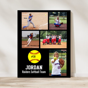 Poster Softball personnalisé Photo Collage Nom de l'équip