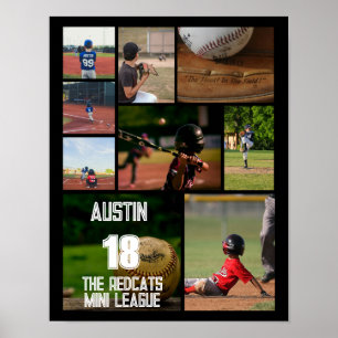 Poster Softball personnalisé Photo Collage Nom de l'équip
