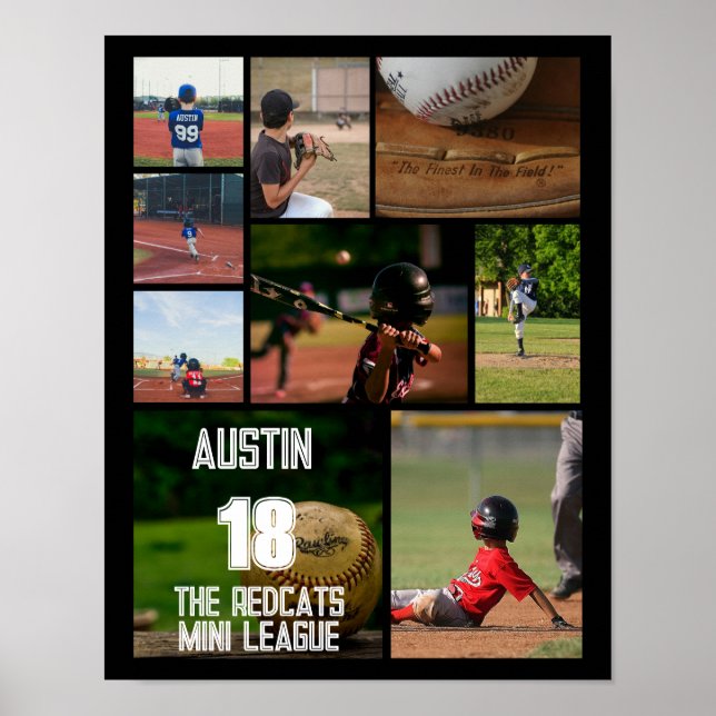 Poster Softball personnalisé Photo Collage Nom de l'équip (Devant)