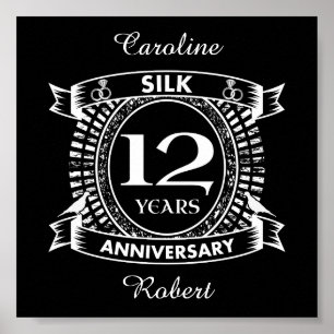 Poster Soie du 12e anniversaire du mariage