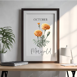 Poster Soin floral de souci du mois de naissance d'octobr