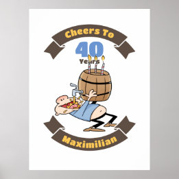 Poster Soins À 40 Ans Drôle Bière Anniversaire Cartoon