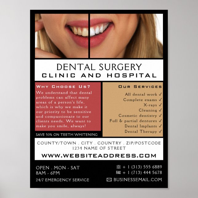 Poster Soins dentaires, dentisterie, Publicité pour les d (Devant)