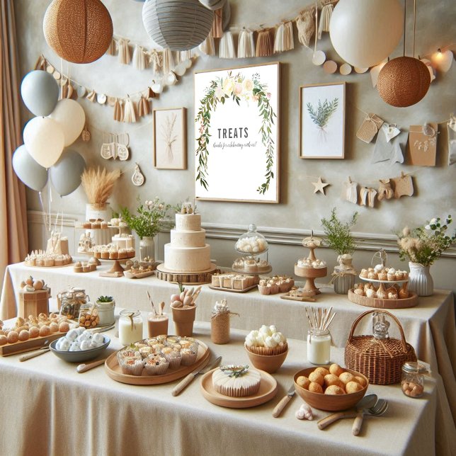 Poster Soins élégants Table Rose Bébé Sprinkle Douche (Créateur téléchargé)