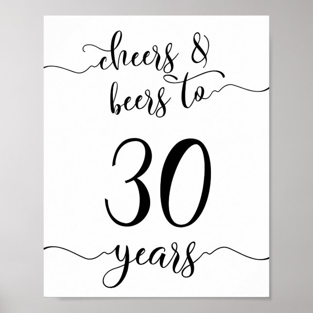 Poster Soins et bières à 30 ans signe d'anniversaire (Devant)