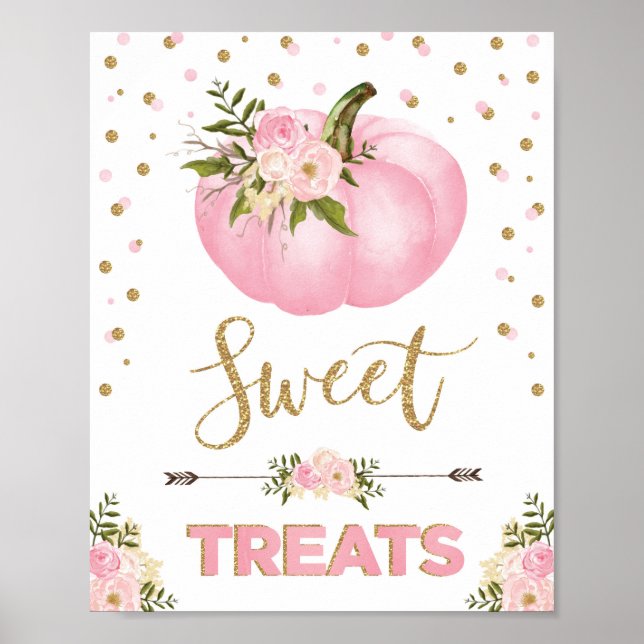 Poster Soins sucrés Citrouille Anniversaire Baby shower F (Devant)
